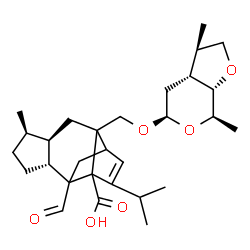 ChemSpider 2D Image | (4R,5R,8R)-2-({[(3R,3aR,5R,7R,7aS)-3,7-Dimethylhexahydro-2H-furo[2,3-c]pyran-5-yl]oxy}methyl)-9-formyl-13-isopropyl-5-methyltetracyclo[7.4.0.0~2,11~.0~4,8~]tridec-12-ene-1-carboxylic acid | C29H42O6