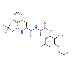 ChemSpider 2D Image | N-{[(2-Methyl-2-propanyl)oxy]carbonyl}-L-phenylalanyl-N-[(3S,4S)-3-hydroxy-1-(isopropylsulfanyl)-6-methyl-4-heptanyl]-L-alaninamide | C28H47N3O5S