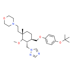 ChemSpider 2D Image | 4-{2-[(1S,3R,4R)-2-Methoxy-1-methyl-4-({4-[(2-methyl-2-propanyl)oxy]phenoxy}methyl)-3-(1H-1,2,4-triazol-1-ylmethyl)cyclohexyl]ethyl}morpholine | C28H44N4O4