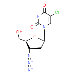 ChemSpider 2D Image | 1-(3-Azido-2,3-dideoxy-D-glycero-pentofuranosyl)-5-chloro-2,4(1H,3H)-pyrimidinedione | C9H10ClN5O4
