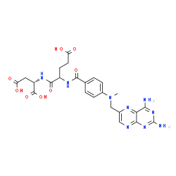 ChemSpider 2D Image | N-(4-{[(2,4-Diamino-6-pteridinyl)methyl](methyl)amino}benzoyl)-alpha-glutamyl-L-aspartic acid | C24H27N9O8
