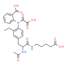 ChemSpider 2D Image | 2-[(4-{2-Acetamido-3-[(4-carboxybutyl)amino]-3-oxopropyl}-2-ethylphenyl)(carboxycarbonyl)amino]benzoic acid | C27H31N3O9