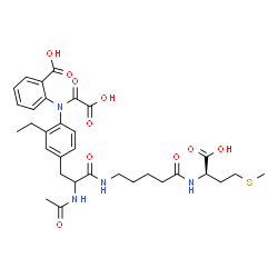 ChemSpider 2D Image | 2-[(4-{2-Acetamido-3-[(5-{[(1R)-1-carboxy-3-(methylsulfanyl)propyl]amino}-5-oxopentyl)amino]-3-oxopropyl}-2-ethylphenyl)(carboxycarbonyl)amino]benzoic acid | C32H40N4O10S