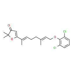 ChemSpider 2D Image | 5-[(2E,6E)-8-(2,6-Dichlorophenoxy)-6-methyl-2,6-octadien-2-yl]-2,2-dimethyl-3(2H)-furanone | C21H24Cl2O3