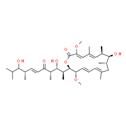 ChemSpider 2D Image | (3Z,5E,7R,8S,9S,11E,13E,15S,16R)-16-[(2S,3R,4S,6E,8S)-3,9-Dihydroxy-4,8,10-trimethyl-5-oxo-6-undecen-2-yl]-8-hydroxy-3,15-dimethoxy-5,7,9,11-tetramethyloxacyclohexadeca-3,5,11,13-tetraen-2-one | C35H56O8