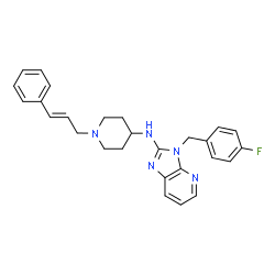 ChemSpider 2D Image | 3-(4-Fluorobenzyl)-N-{1-[(2E)-3-phenyl-2-propen-1-yl]-4-piperidinyl}-3H-imidazo[4,5-b]pyridin-2-amine | C27H28FN5
