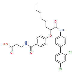 ChemSpider 2D Image | N-[4-({1-[(2',4'-Dichloro-4-biphenylyl)amino]-1-oxo-2-octanyl}oxy)benzoyl]-beta-alanine | C30H32Cl2N2O5