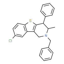 ChemSpider 2D Image | 2-Benzyl-8-chloro-3-methyl-4-phenyl-1,2,3,4-tetrahydro[1]benzothieno[3,2-c]pyridine | C25H22ClNS