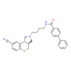 ChemSpider 2D Image | N-{4-[(3aS,9bR)-8-Cyano-1,3a,4,9b-tetrahydrochromeno[3,4-c]pyrrol-2(3H)-yl]butyl}-4-biphenylcarboxamide | C29H29N3O2
