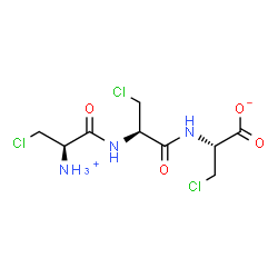 ChemSpider 2D Image | (2R)-2-({N-[(2R)-2-Ammonio-3-chloropropanoyl]-3-chloro-L-alanyl}amino)-3-chloropropanoate | C9H14Cl3N3O4