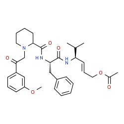 ChemSpider 2D Image | (2E,4S)-4-{[N-({1-[2-(3-Methoxyphenyl)-2-oxoethyl]-2-piperidinyl}carbonyl)-L-phenylalanyl]amino}-5-methyl-2-hexen-1-yl acetate | C33H43N3O6