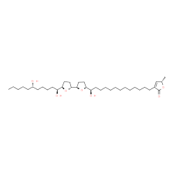 ChemSpider 2D Image | (5S)-3-[(13R)-13-{(2R,2'R,5R,5'R)-5'-[(1S,6S)-1,6-Dihydroxyundecyl]octahydro-2,2'-bifuran-5-yl}-13-hydroxytridecyl]-5-methyl-2(5H)-furanone | C37H66O7