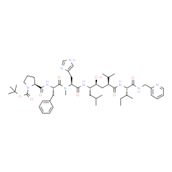 ChemSpider 2D Image | 1-{[(2-Methyl-2-propanyl)oxy]carbonyl}-L-prolyl-L-phenylalanyl-N-[(4S,5S,7S)-5-hydroxy-2,8-dimethyl-7-({(2S,3S)-3-methyl-1-oxo-1-[(2-pyridinylmethyl)amino]-2-pentanyl}carbamoyl)-4-nonanyl]-Nalpha-meth
yl-L-histidinamide | C50H75N9O8