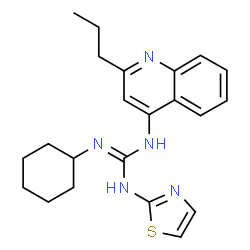 ChemSpider 2D Image | 1-Cyclohexyl-3-(2-propylquinolin-4-yl)-2-(thiazol-2-yl)guanidine | C22H27N5S