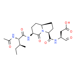 ChemSpider 2D Image | (3S)-3-({[(3S,6S,8aS)-6-{[(2S,3S)-2-Acetamido-3-methylpentanoyl]amino}-5-oxooctahydro-3-indolizinyl]carbonyl}amino)-4-oxobutanoic acid | C21H32N4O7
