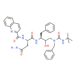 ChemSpider 2D Image | N~1~-{(2S)-4-[benzyl(tert-butylcarbamoyl)amino]-3-hydroxy-1-phenylbutan-2-yl}-N~2~-(quinolin-2-ylcarbonyl)-L-aspartamide | C36H42N6O5