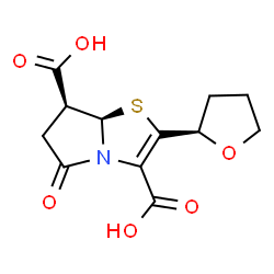 ChemSpider 2D Image | (7S,7aR)-5-Oxo-2-[(2R)-tetrahydro-2-furanyl]-5,6,7,7a-tetrahydropyrrolo[2,1-b][1,3]thiazole-3,7-dicarboxylic acid | C12H13NO6S