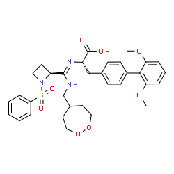 ChemSpider 2D Image | (2S)-3-(2',6'-Dimethoxy-4-biphenylyl)-2-[(Z)-{[(1,2-dioxepan-5-ylmethyl)amino][(2S)-1-(phenylsulfonyl)-2-azetidinyl]methylene}amino]propanoic acid | C33H39N3O8S