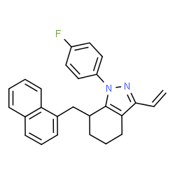 ChemSpider 2D Image | 1-(4-Fluorophenyl)-7-(1-naphthylmethyl)-3-vinyl-4,5,6,7-tetrahydro-1H-indazole | C26H23FN2