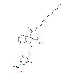 ChemSpider 2D Image | 1-[2-(4-Carboxy-2,6-dimethylphenoxy)ethyl]-3-dodecanoyl-1H-indole-2-carboxylic acid | C32H41NO6