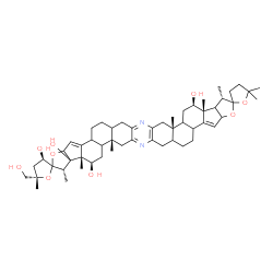 ChemSpider 2D Image | (1'S,3R,5S,9a'S,11'R,11a'R,12'S,20a'S,22'R,22a'R)-5-(hydroxymethyl)-1',5,5'',5'',9a',11a',12',20a',22a'-nonamethyl-1',3a',4,4'',4b',5,5',5'',6',6a',7',9',9a',9b',10',11',11a',14a',15b',16',17',17a',18',20',20a',20b',21',22',22a',22b'-triacontahydro-3H,3''H-dispiro[furan-2,13'-bisfuro[3'',2'':3',4']cyclopenta[1',2':5,6]naphtho[1,2-b:1',2'-i]phenazine-2',2''-furan]-3,11',11b',22'(12'H)-tetrol | C54H76N2O9