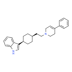 ChemSpider 2D Image | 3-{cis-4-[2-(4-Phenyl-3,6-dihydro-1(2H)-pyridinyl)ethyl]cyclohexyl}-1H-indole | C27H32N2