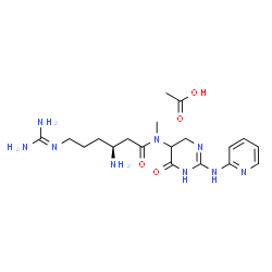 ChemSpider 2D Image | (3S)-3-Amino-6-carbamimidamido-N-methyl-N-[4-oxo-2-(2-pyridinylamino)-1,4,5,6-tetrahydro-5-pyrimidinyl]hexanamide acetate (1:1) | C19H31N9O4