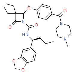 ChemSpider 2D Image | N-[(1S)-1-(1,3-Benzodioxol-5-yl)butyl]-3,3-diethyl-2-{4-[(4-methyl-1-piperazinyl)carbonyl]phenoxy}-4-oxo-1-azetidinecarboxamide | C31H40N4O6