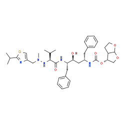 ChemSpider 2D Image | (3R)-Hexahydrofuro[2,3-b]furan-3-yl [(2S,4S,5S)-4-hydroxy-5-{[(2S)-2-{2-[(2-isopropyl-1,3-thiazol-4-yl)methyl]-2-methylhydrazino}-3-methylbutanoyl]amino}-1,6-diphenyl-2-hexanyl]carbamate | C38H53N5O6S