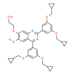 ChemSpider 2D Image | 2-({2,4-Bis[3,5-bis(cyclopropylmethoxy)phenyl]-6-methoxy-7-quinazolinyl}oxy)ethanol | C39H44N2O7