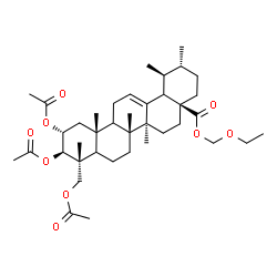 ChemSpider 2D Image | Ethoxymethyl (2alpha,3beta,5xi,9xi,18xi)-2,3,23-triacetoxyurs-12-en-28-oate | C39H60O9