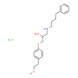ChemSpider 2D Image | 1-[4-(2-Methoxyethyl)phenoxy]-3-[(4-phenylbutyl)amino]-2-propanol hydrochloride (1:1) | C22H32ClNO3