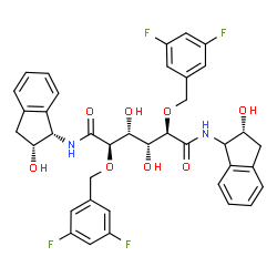 ChemSpider 2D Image | (2R,3R,4R,5R)-2,5-Bis[(3,5-difluorobenzyl)oxy]-3,4-dihydroxy-N-[(1S,2R)-2-hydroxy-2,3-dihydro-1H-inden-1-yl]-N'-[(2R)-2-hydroxy-2,3-dihydro-1H-inden-1-yl]hexanediamide | C38H36F4N2O8