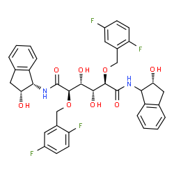 ChemSpider 2D Image | (2R,3R,4R,5R)-2,5-Bis[(2,5-difluorobenzyl)oxy]-3,4-dihydroxy-N-[(1S,2R)-2-hydroxy-2,3-dihydro-1H-inden-1-yl]-N'-[(2R)-2-hydroxy-2,3-dihydro-1H-inden-1-yl]hexanediamide | C38H36F4N2O8