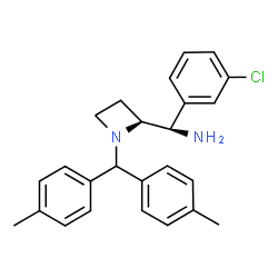 ChemSpider 2D Image | (R)-1-{(2S)-1-[Bis(4-methylphenyl)methyl]-2-azetidinyl}-1-(3-chlorophenyl)methanamine | C25H27ClN2