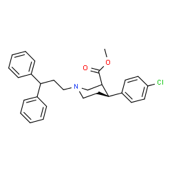 ChemSpider 2D Image | Methyl (4S)-4-(4-chlorophenyl)-1-(3,3-diphenylpropyl)-3-piperidinecarboxylate | C28H30ClNO2