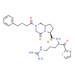 ChemSpider 2D Image | (6S,8aS)-N-[5-Carbamimidamido-1-oxo-1-(1,3-thiazol-2-yl)-2-pentanyl]-4-oxo-2-(4-phenylbutanoyl)octahydropyrrolo[1,2-a]pyrazine-6-carboxamide | C27H35N7O4S