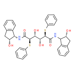 ChemSpider 2D Image | (2R,3R,4R,5R)-3,4-Dihydroxy-N-[(1S,2R)-2-hydroxy-2,3-dihydro-1H-inden-1-yl]-N'-[(2R)-2-hydroxy-2,3-dihydro-1H-inden-1-yl]-2,5-bis(phenylsulfanyl)hexanediamide | C36H36N2O6S2