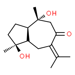 ChemSpider 2D Image | (1S,3aR,4R)-1,4-Dihydroxy-7-isopropylidene-1,4-dimethyloctahydro-6(1H)-azulenone | C15H24O3