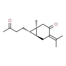 ChemSpider 2D Image | (1R,6S,7S)-4-Isopropylidene-1-methyl-7-(3-oxobutyl)bicyclo[4.1.0]heptan-3-one | C15H22O2
