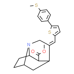 ChemSpider 2D Image | Methyl (9Z)-9-({5-[4-(methylsulfanyl)phenyl]-2-thienyl}methylene)-7-azatricyclo[4.3.1.0~3,7~]decane-2-carboxylate | C23H25NO2S2