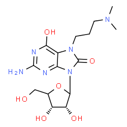 ChemSpider 2D Image | 2-Amino-7-[3-(dimethylamino)propyl]-9-[(4xi)-D-erythro-pentofuranosyl]-7,9-dihydro-1H-purine-6,8-dione | C15H24N6O6