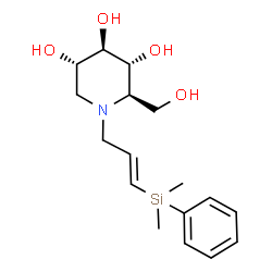 ChemSpider 2D Image | (2R,3R,4R,5S)-1-{(2E)-3-[Dimethyl(phenyl)silyl]-2-propen-1-yl}-2-(hydroxymethyl)-3,4,5-piperidinetriol | C17H27NO4Si