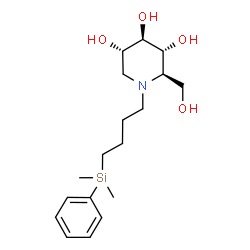 ChemSpider 2D Image | (2R,3R,4R,5S)-1-{4-[Dimethyl(phenyl)silyl]butyl}-2-(hydroxymethyl)-3,4,5-piperidinetriol | C18H31NO4Si