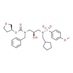 ChemSpider 2D Image | (3S)-Tetrahydro-3-furanyl benzyl[(2S)-3-{(cyclopentylmethyl)[(4-methoxyphenyl)sulfonyl]amino}-2-hydroxypropyl]carbamate | C28H38N2O7S