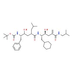 ChemSpider 2D Image | tert-butyl [(2S)-5-({(2S,3S)-1-cyclohexyl-3-hydroxy-5-[(2-methylpropyl)carbamoyl]hex-5-en-2-yl}carbamoyl)-3-hydroxy-7-methyl-1-phenyloctan-2-yl]carbamate | C38H63N3O6