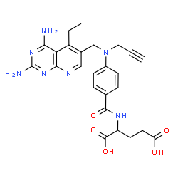 ChemSpider 2D Image | N-(4-{[(2,4-Diamino-5-ethylpyrido[2,3-d]pyrimidin-6-yl)methyl](2-propyn-1-yl)amino}benzoyl)glutamic acid | C25H27N7O5