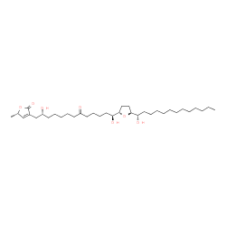 ChemSpider 2D Image | (5S)-3-[(2R,13S)-2,13-Dihydroxy-13-{(2S,5S)-5-[(1S)-1-hydroxytridecyl]tetrahydro-2-furanyl}-8-oxotridecyl]-5-methyl-2(5H)-furanone | C35H62O7