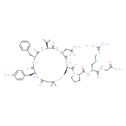 ChemSpider 2D Image | 1-{[(4S,7R,10S,13R,16S)-7-(2-Amino-2-oxoethyl)-13-benzyl-16-(4-hydroxybenzyl)-10-isopropyl-20,20-dimethyl-6,9,12,15,18-pentaoxo-1,2-dithia-5,8,11,14,17-pentaazacycloicosan-4-yl]carbonyl}-L-prolyl-D-ar
ginylglycinamide | C48H69N13O11S2