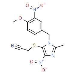 ChemSpider 2D Image | {[1-(4-Methoxy-3-nitrobenzyl)-2-methyl-4-nitro-1H-imidazol-5-yl]sulfanyl}acetonitrile | C14H13N5O5S